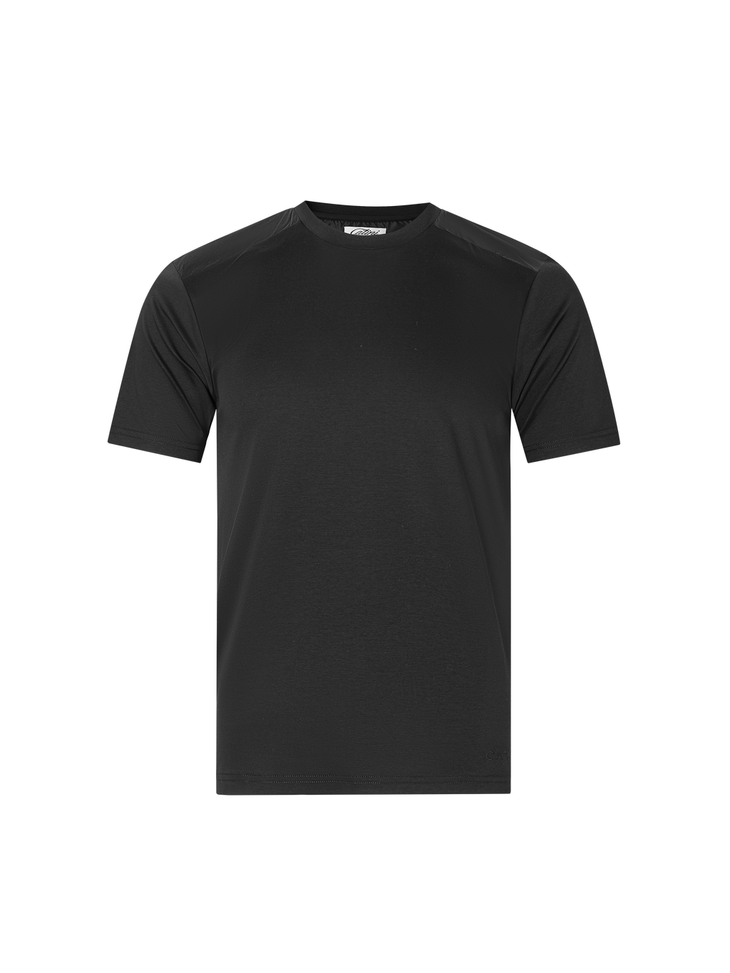 Catini Firenze Luxury Mercerised Cotton Shoulder Panel T-Shirt Black