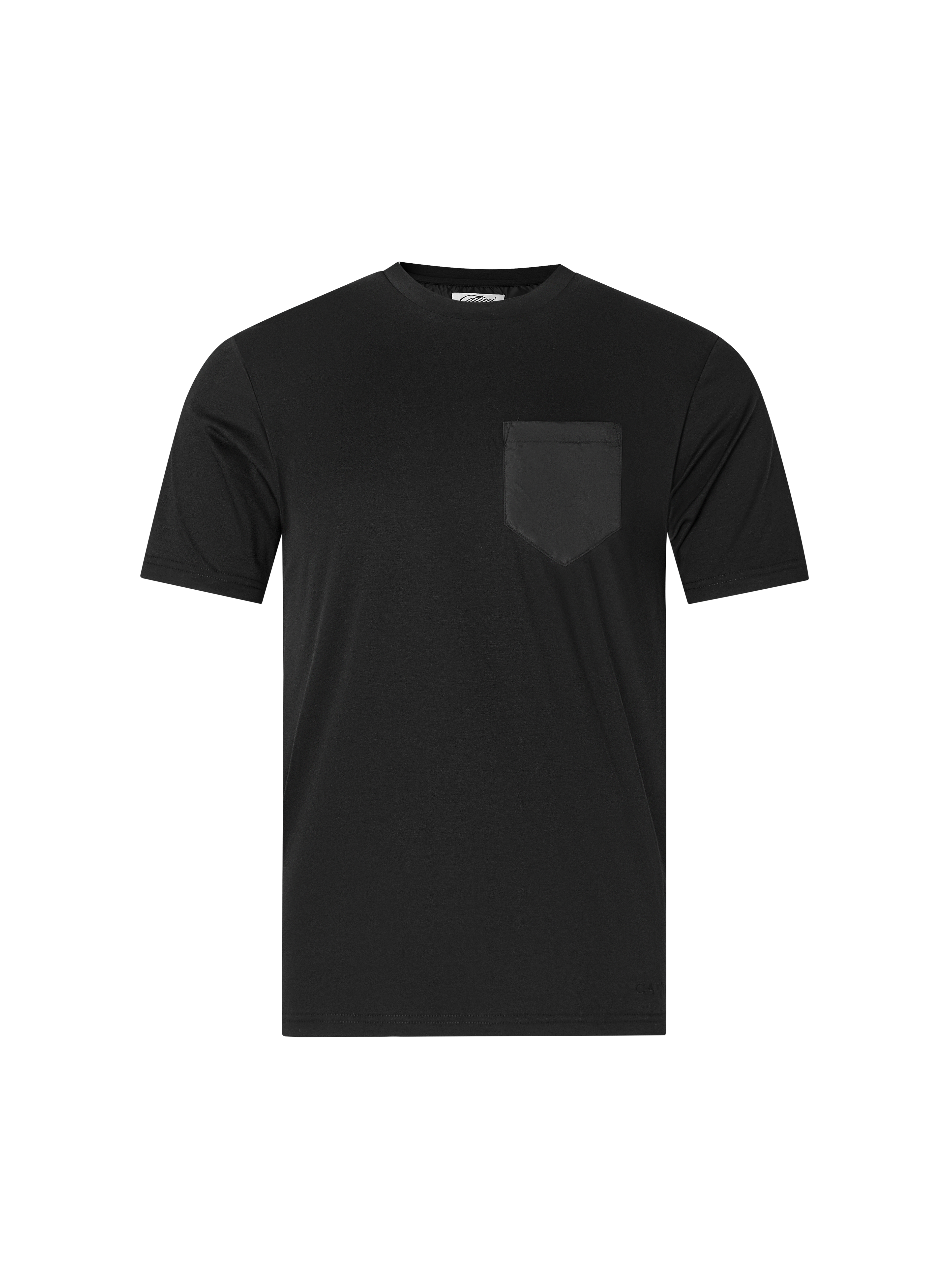 Catini Firenze Luxury Mercerised Cotton Pocket T-Shirt Nero Black