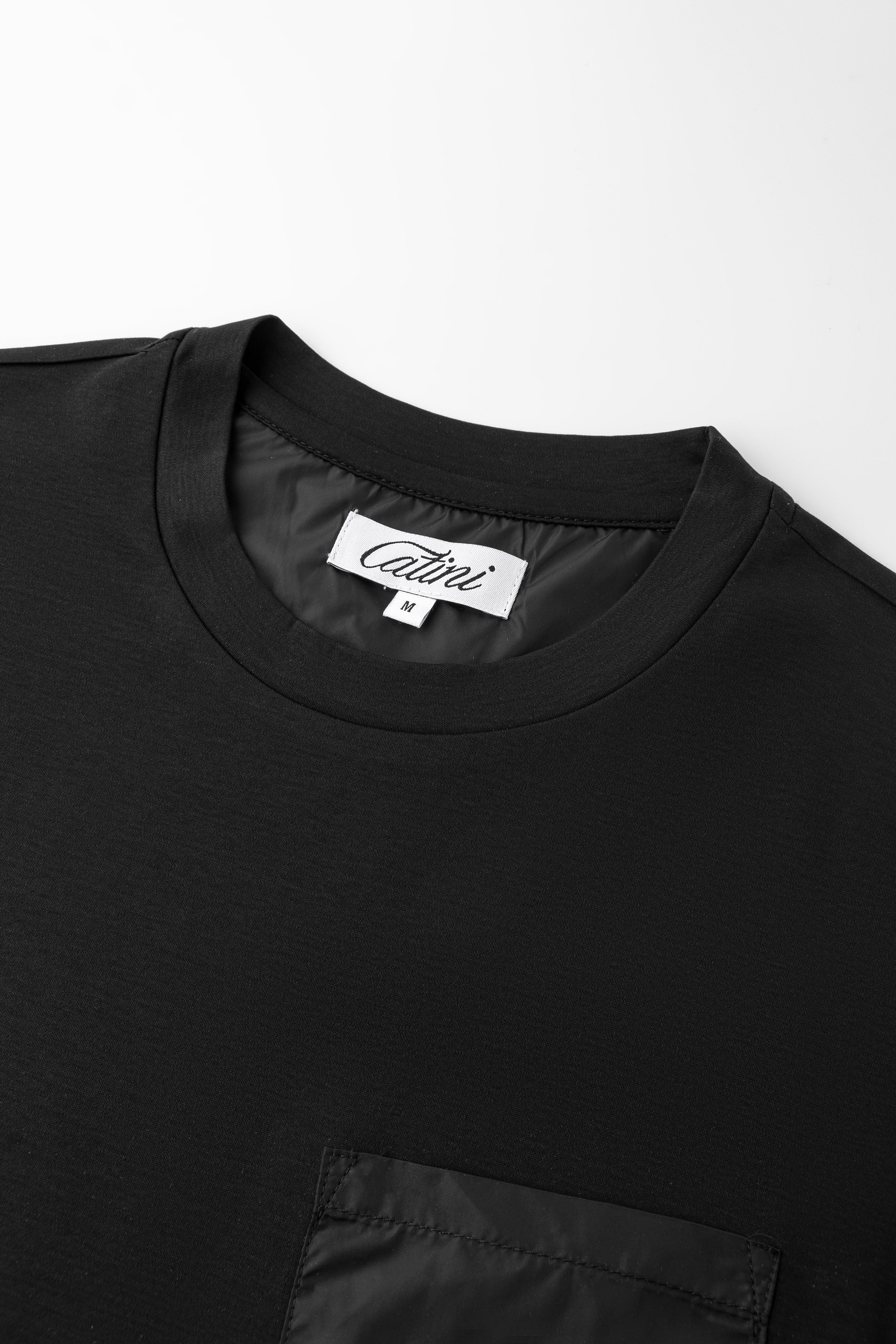 Catini Firenze Luxury Mercerised Cotton Pocket T-Shirt Nero Black