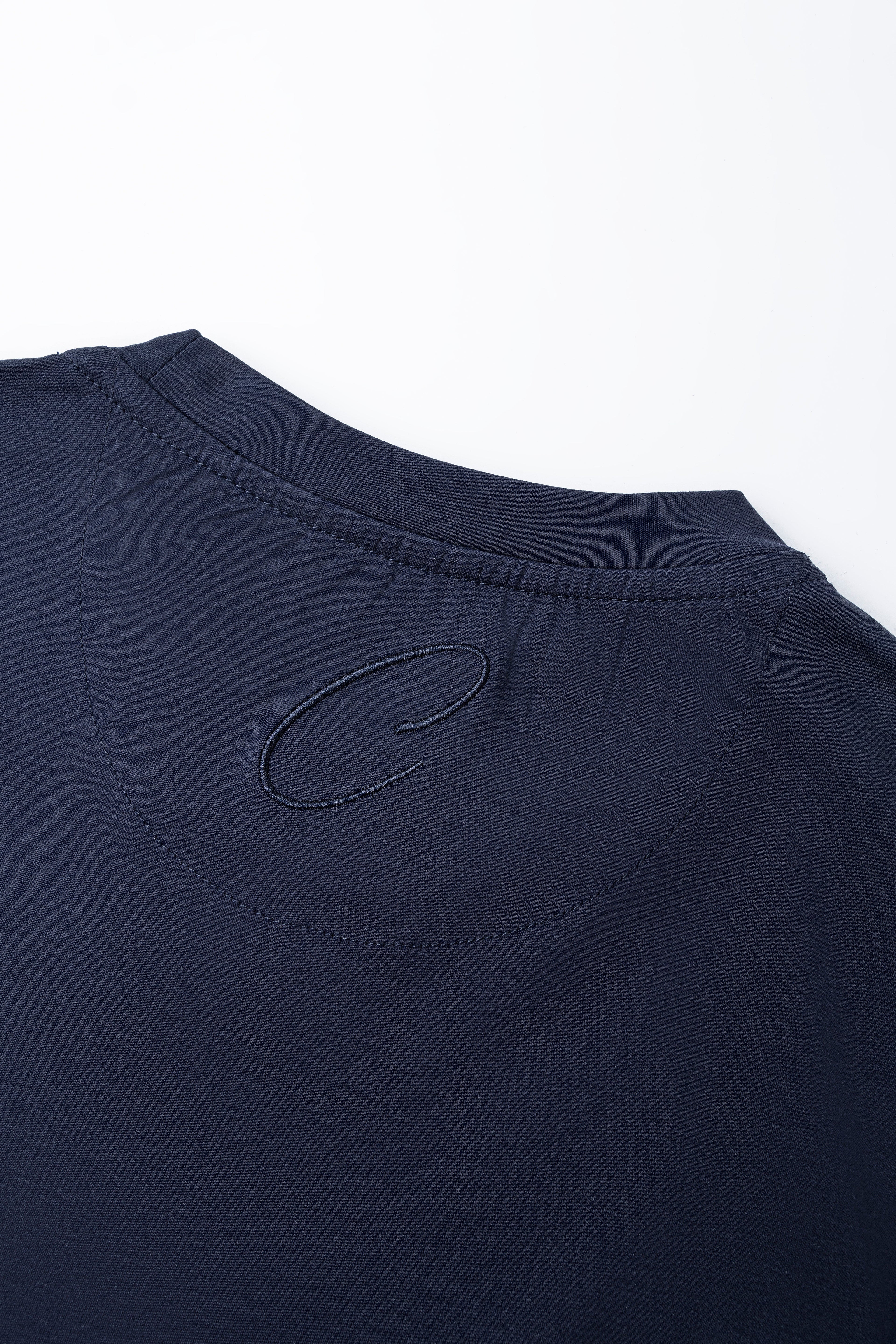 Catini Firenze Luxury Mercerised Cotton T-Shirt Navy Blue