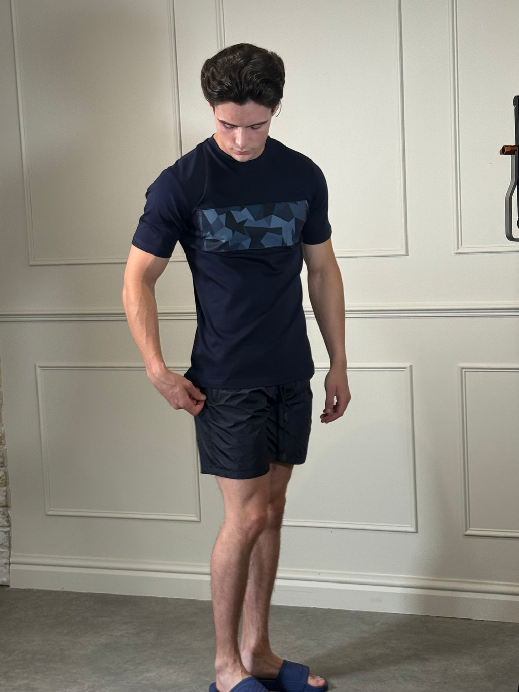 Catini Astratto Mercerised Cotton T-Shirt Navy Blue