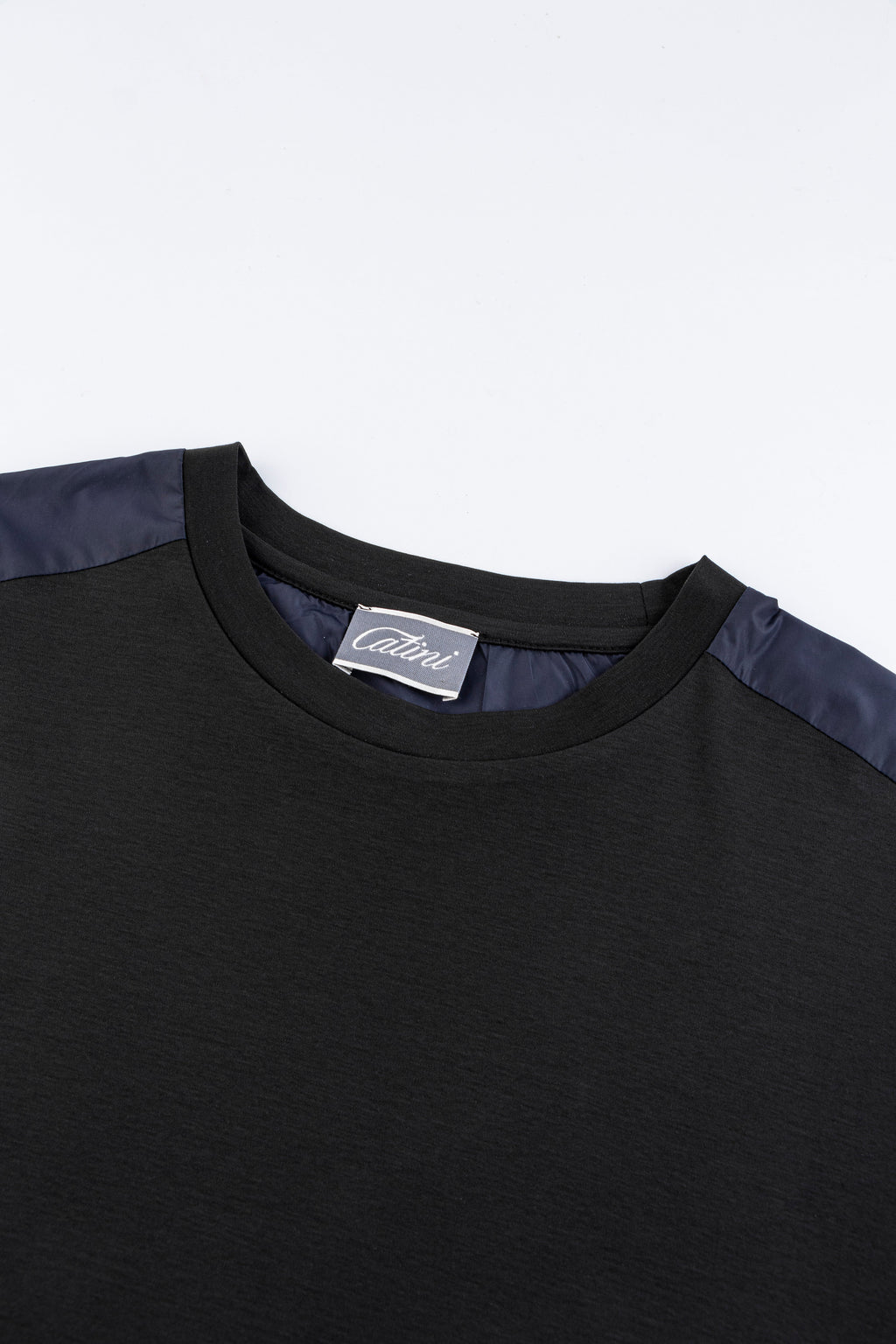 Catini Firenze Nylon Shoulder Panel T-Shirt Black/Navy Blue Soulder Panels