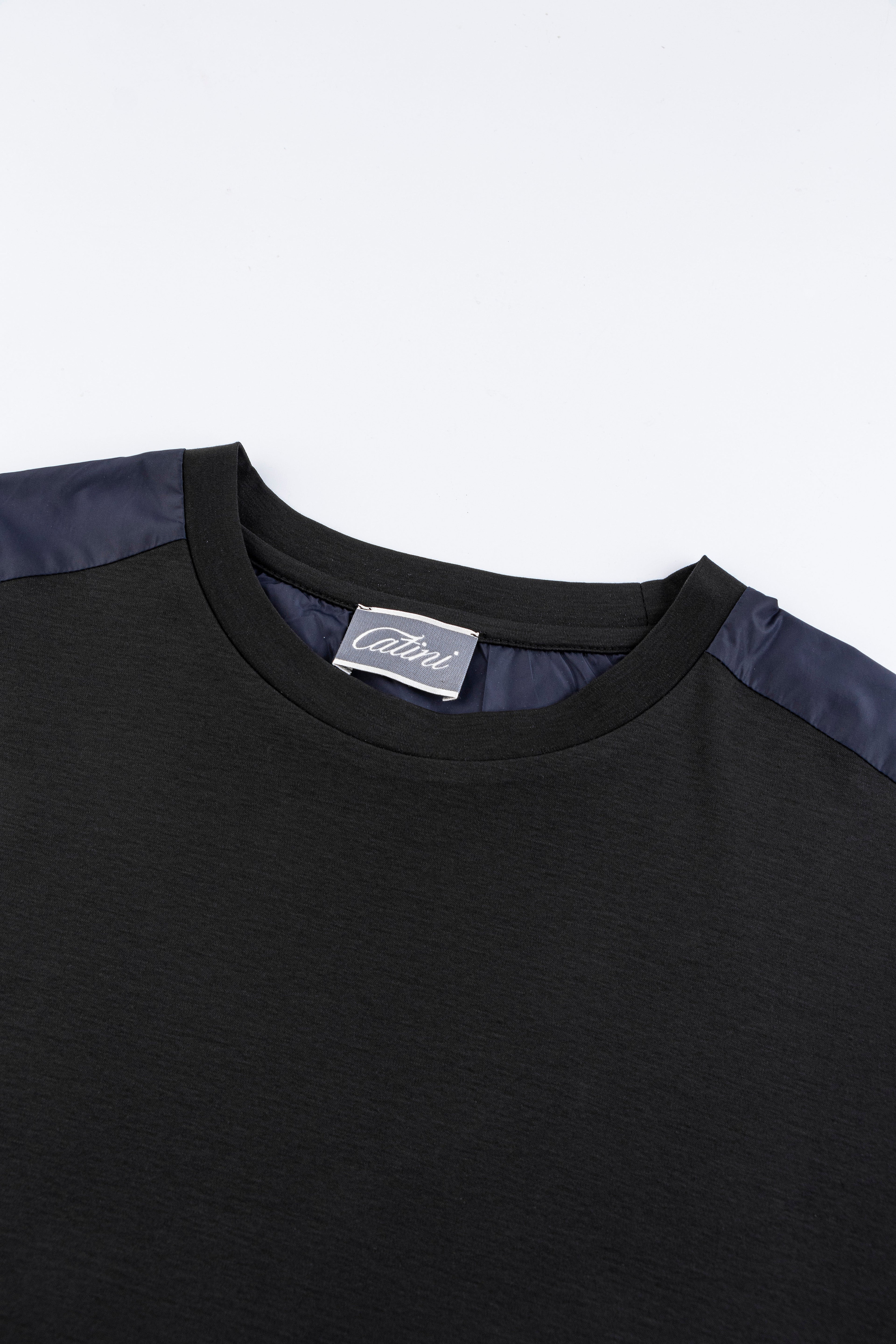 Catini Firenze Nylon Shoulder Panel T-Shirt Black/Navy Blue Soulder Panels