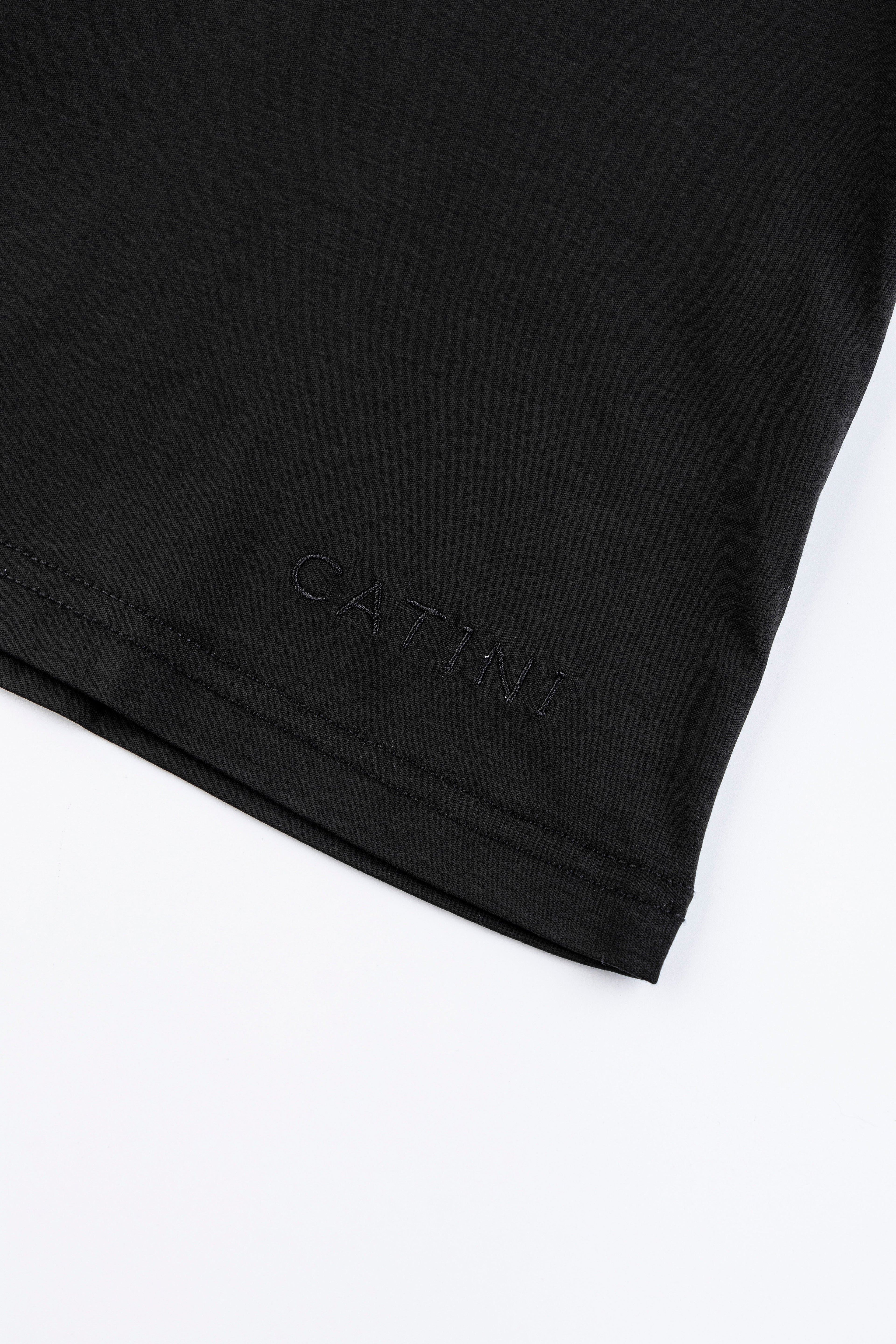 Catini Firenze Nylon Shoulder Panel T-Shirt Black/Navy Blue Soulder Panels
