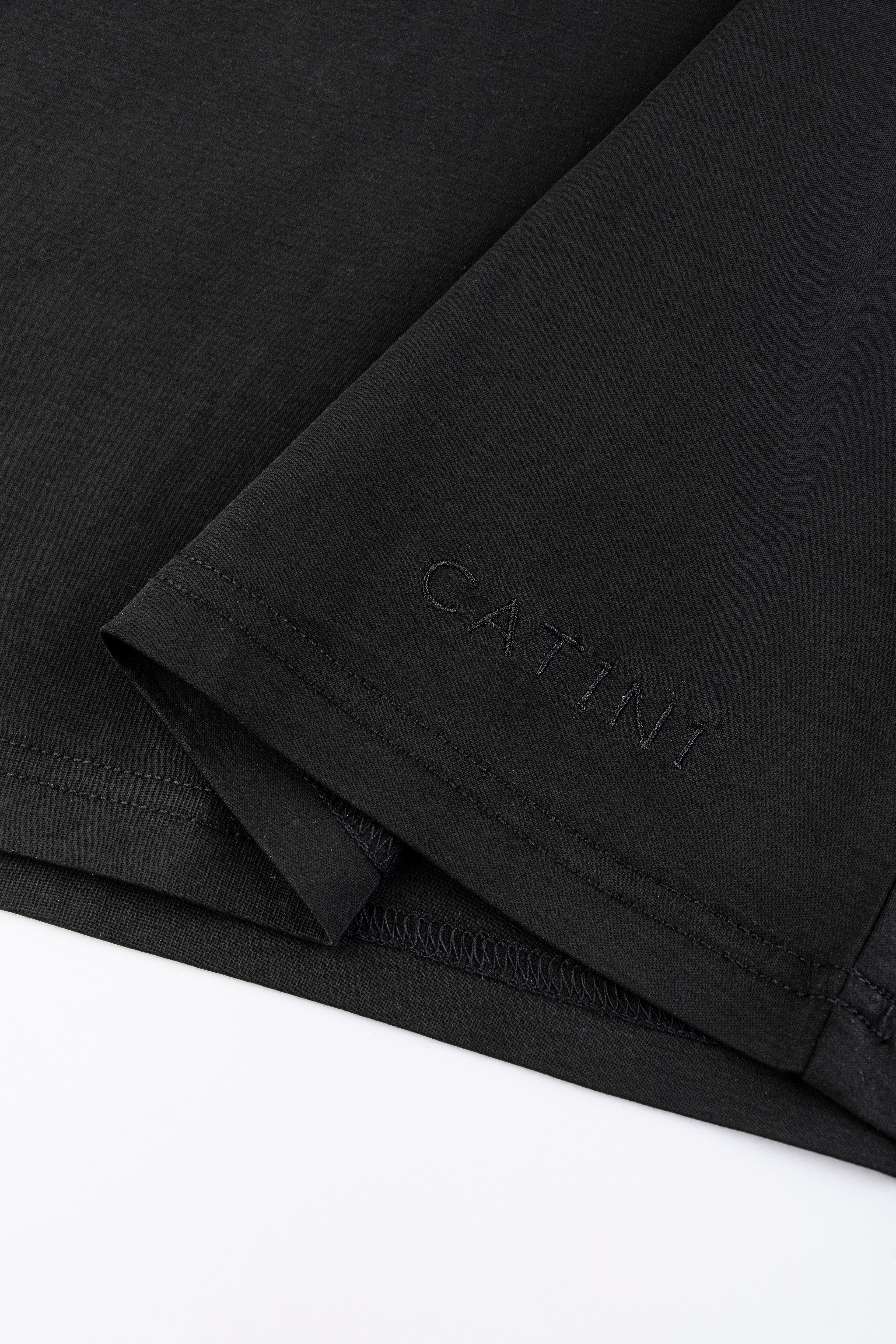 Catini Firenze Nylon Shoulder Panel T-Shirt Black/Navy Blue Soulder Panels