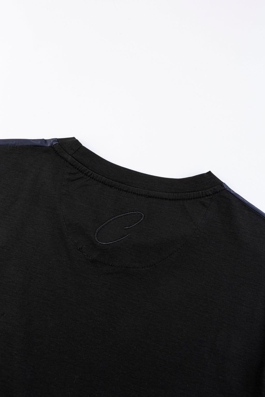 Catini Firenze Nylon Shoulder Panel T-Shirt Black/Navy Blue Soulder Panels