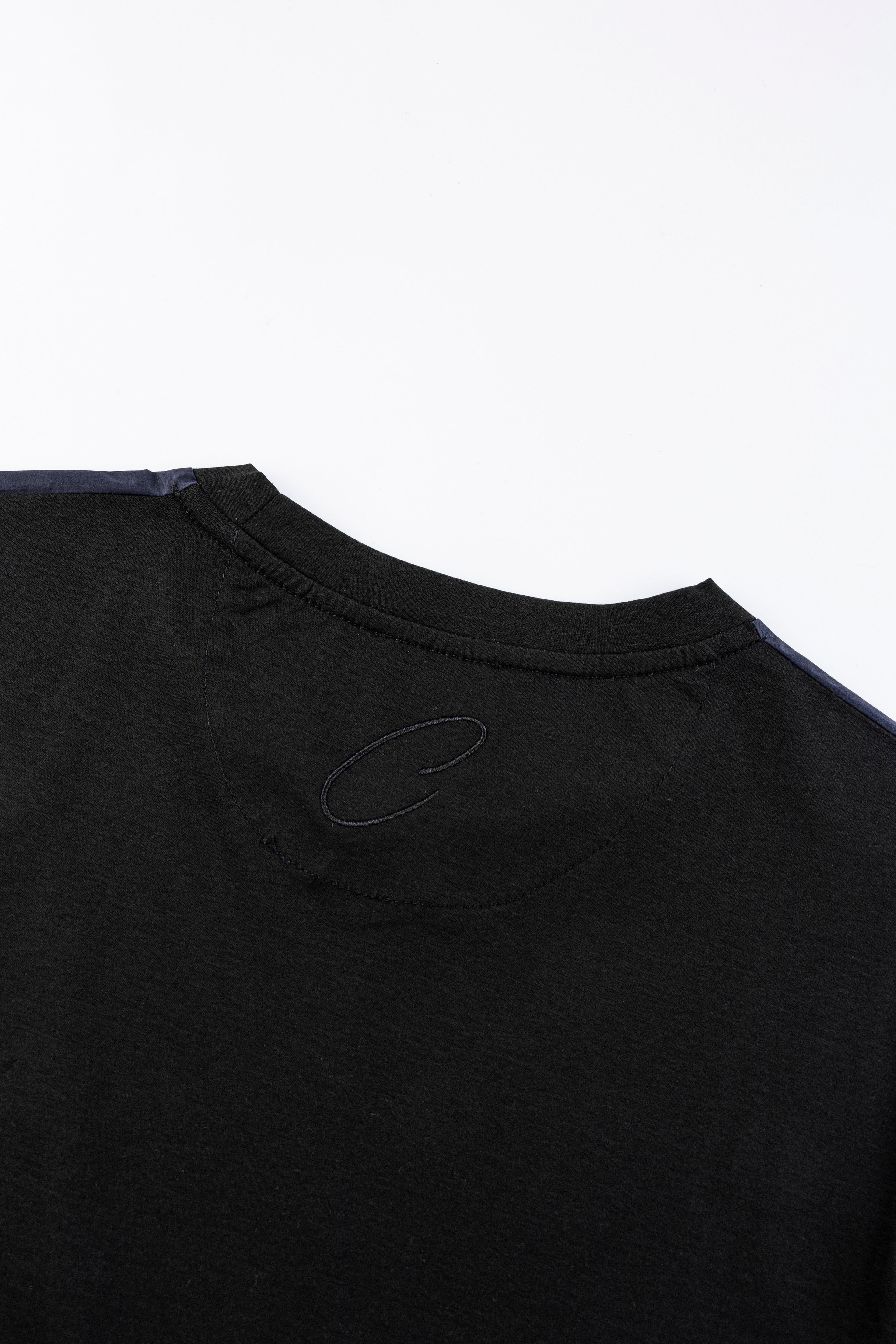 Catini Firenze Nylon Shoulder Panel T-Shirt Black/Navy Blue Soulder Panels