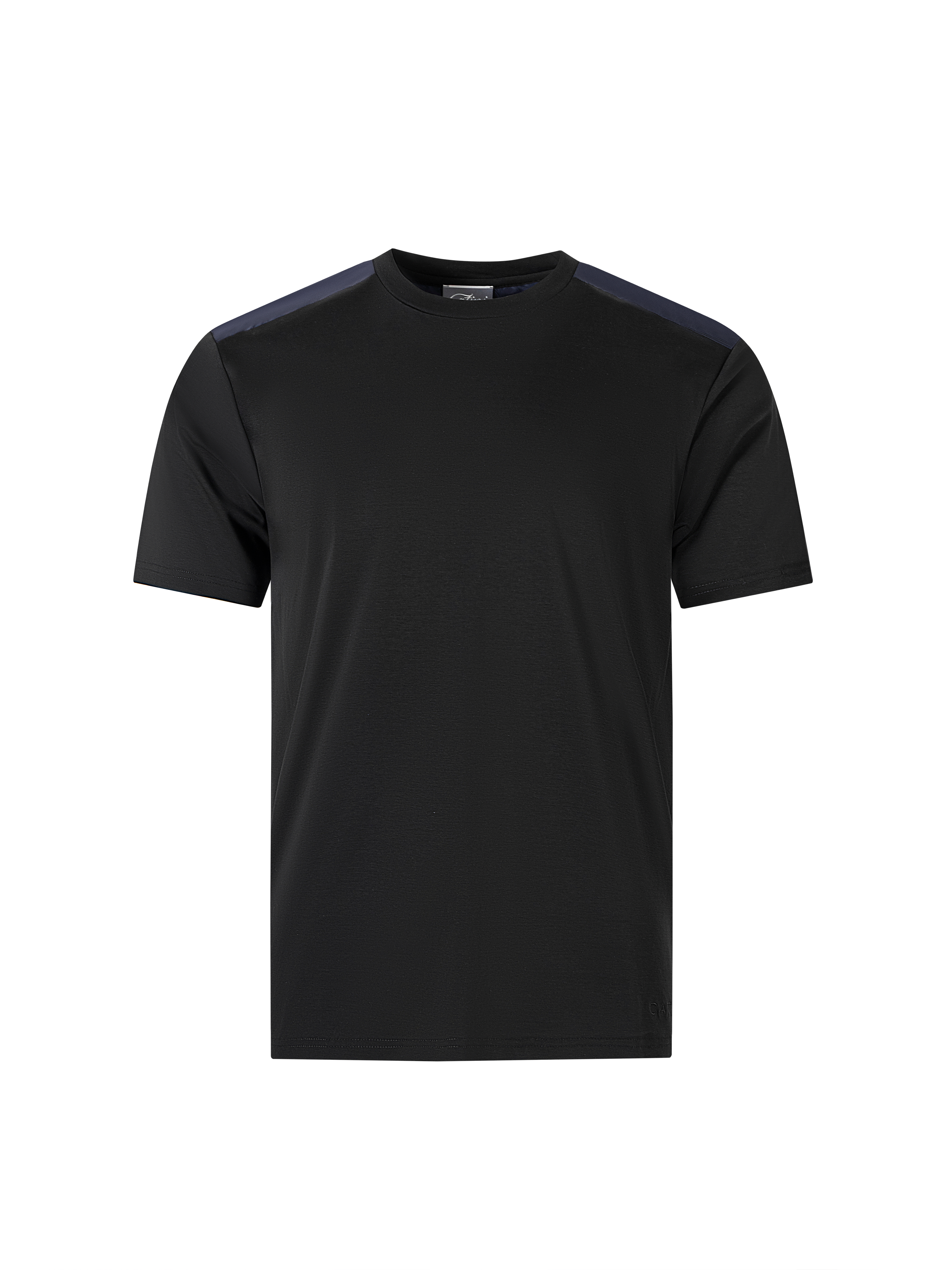 Catini Firenze Nylon Shoulder Panel T-Shirt Black/Navy Blue Soulder Panels