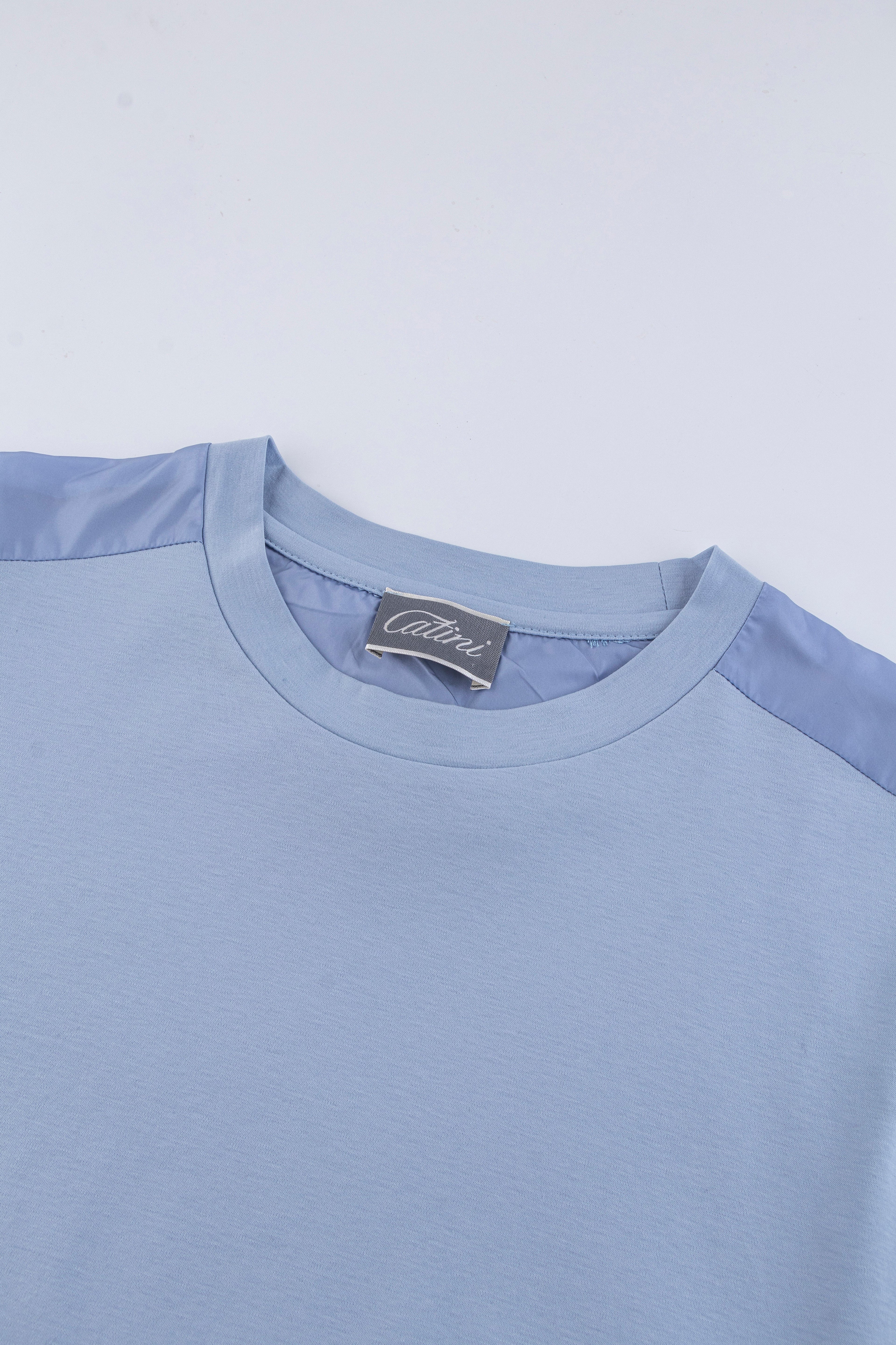 Catini Firenze Nylon Shoulder Panel T-Shirt Light Blue