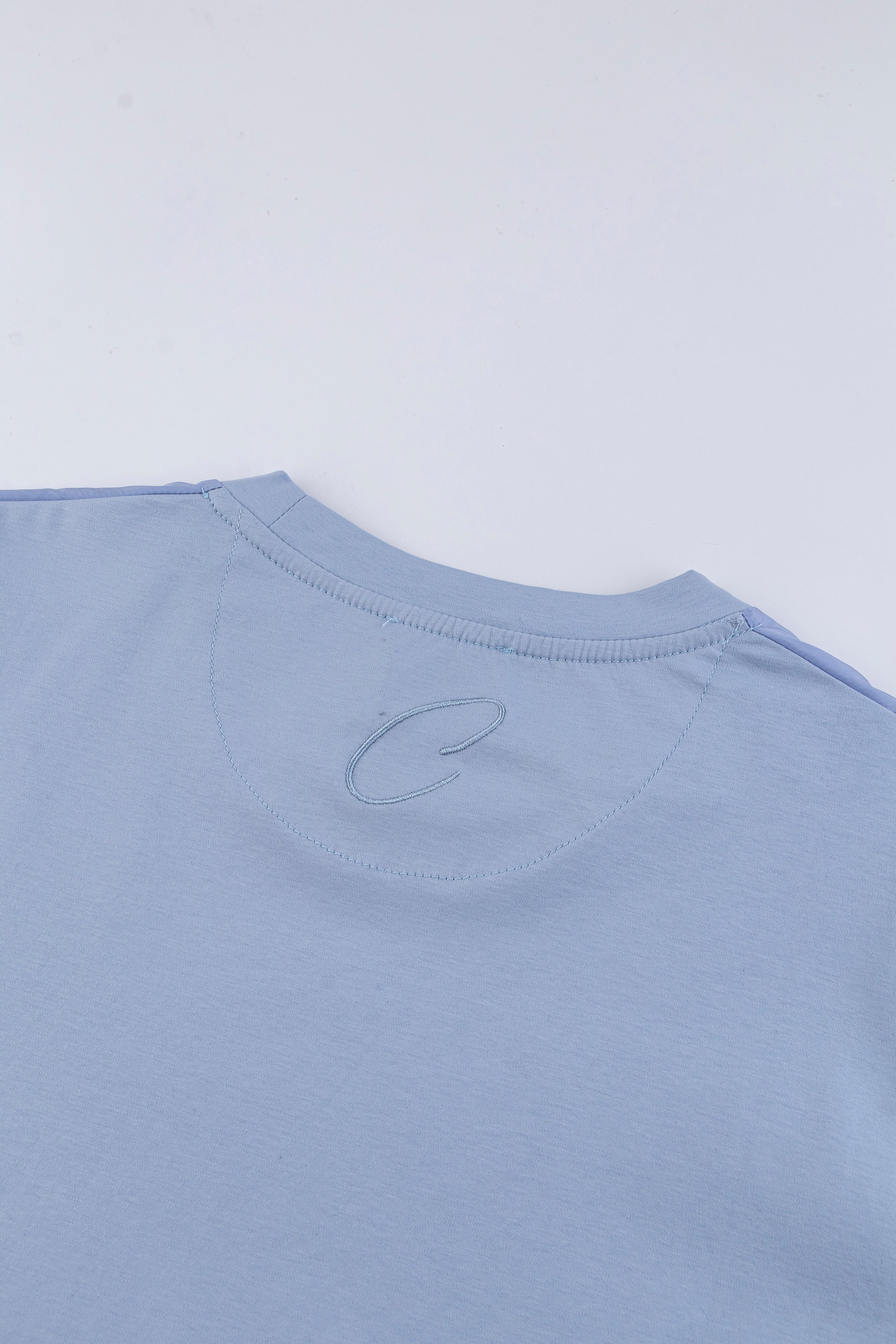 Catini Firenze Nylon Shoulder Panel T-Shirt Light Blue