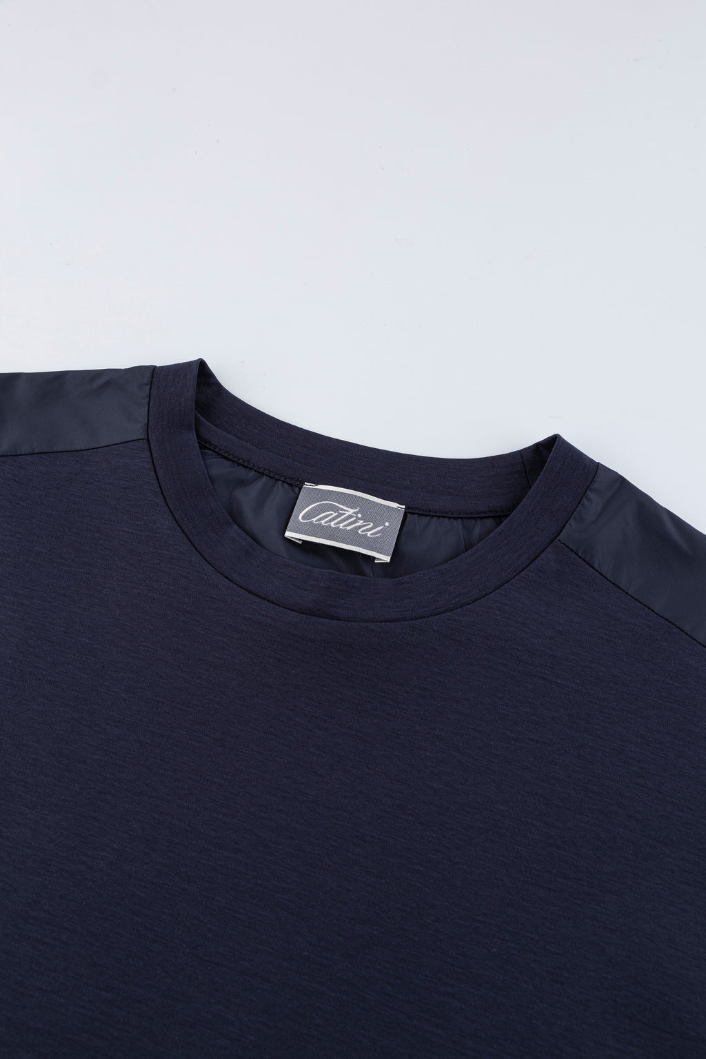 Catini Firenze Nylon Shoulder Panel T-Shirt Navy Blue