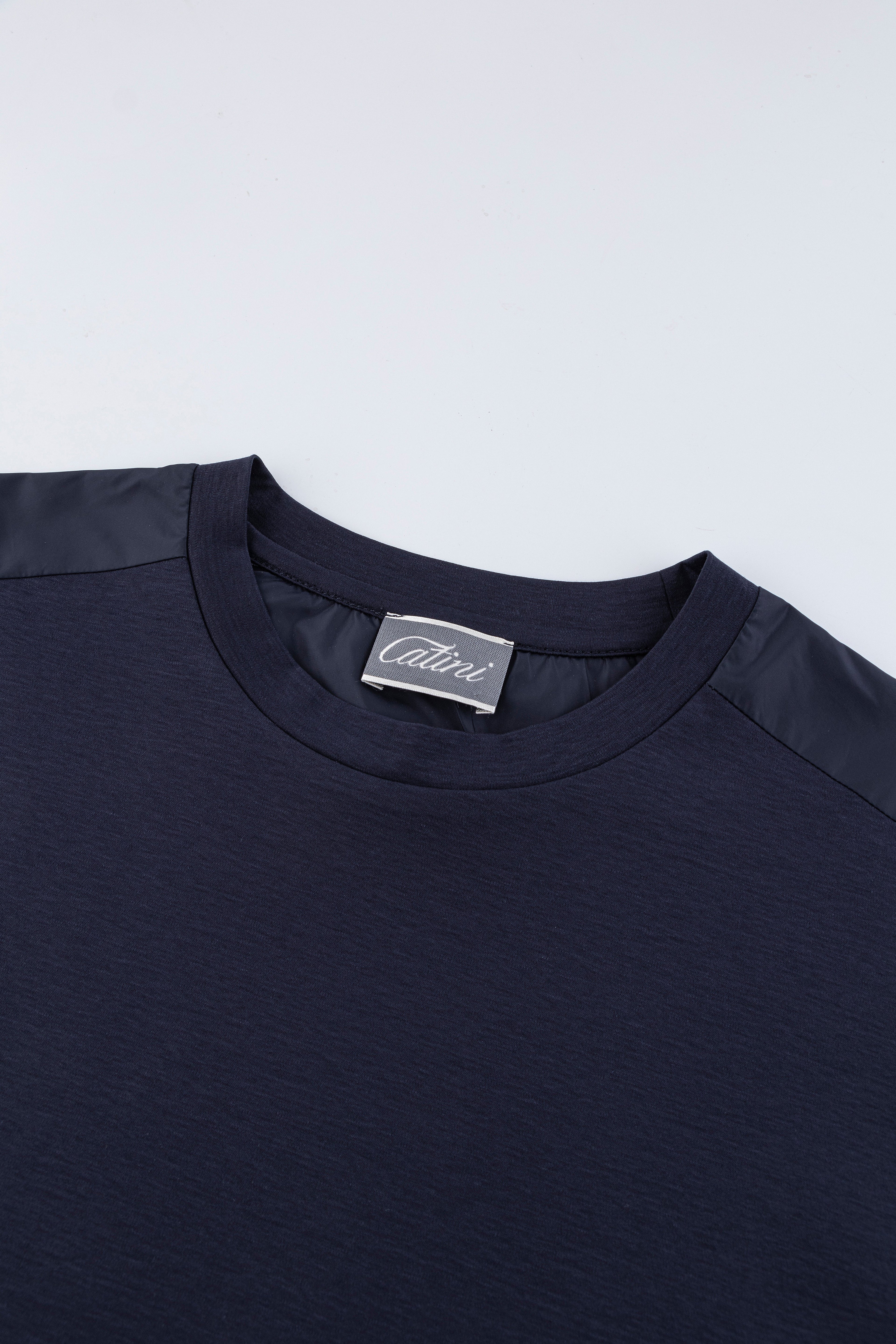 Catini Firenze Nylon Shoulder Panel T-Shirt Navy Blue