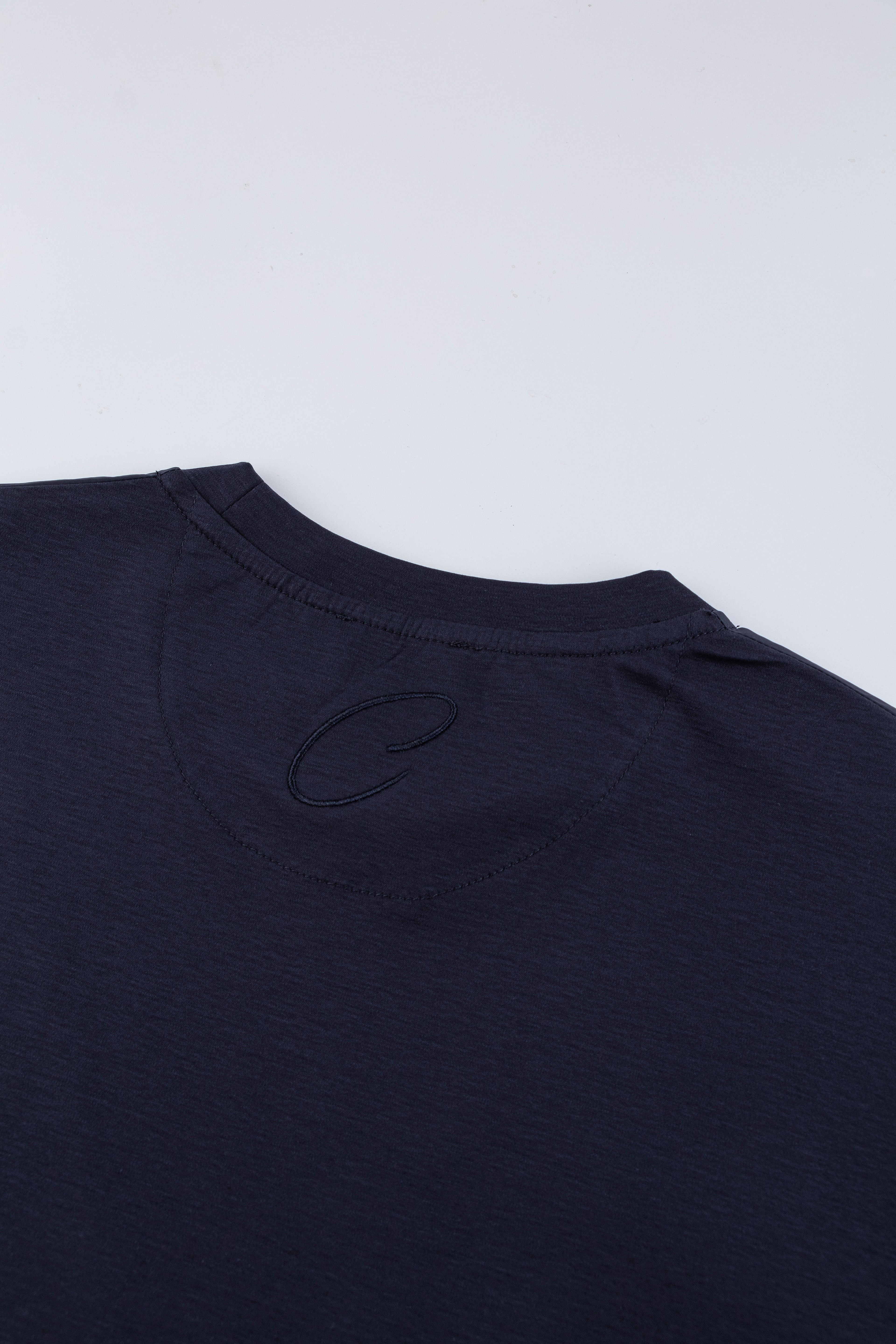 Catini Firenze Nylon Shoulder Panel T-Shirt Navy Blue