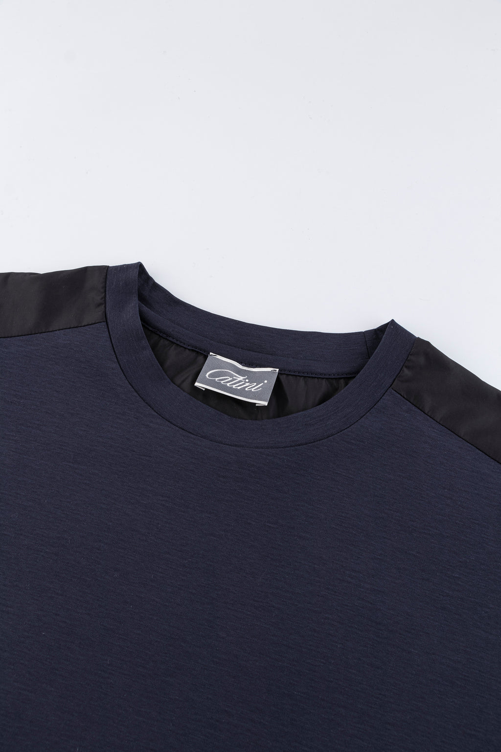 Catini Firenze Nylon Shoulder Panel T-Shirt Navy Blue/Black Shoulder Panel