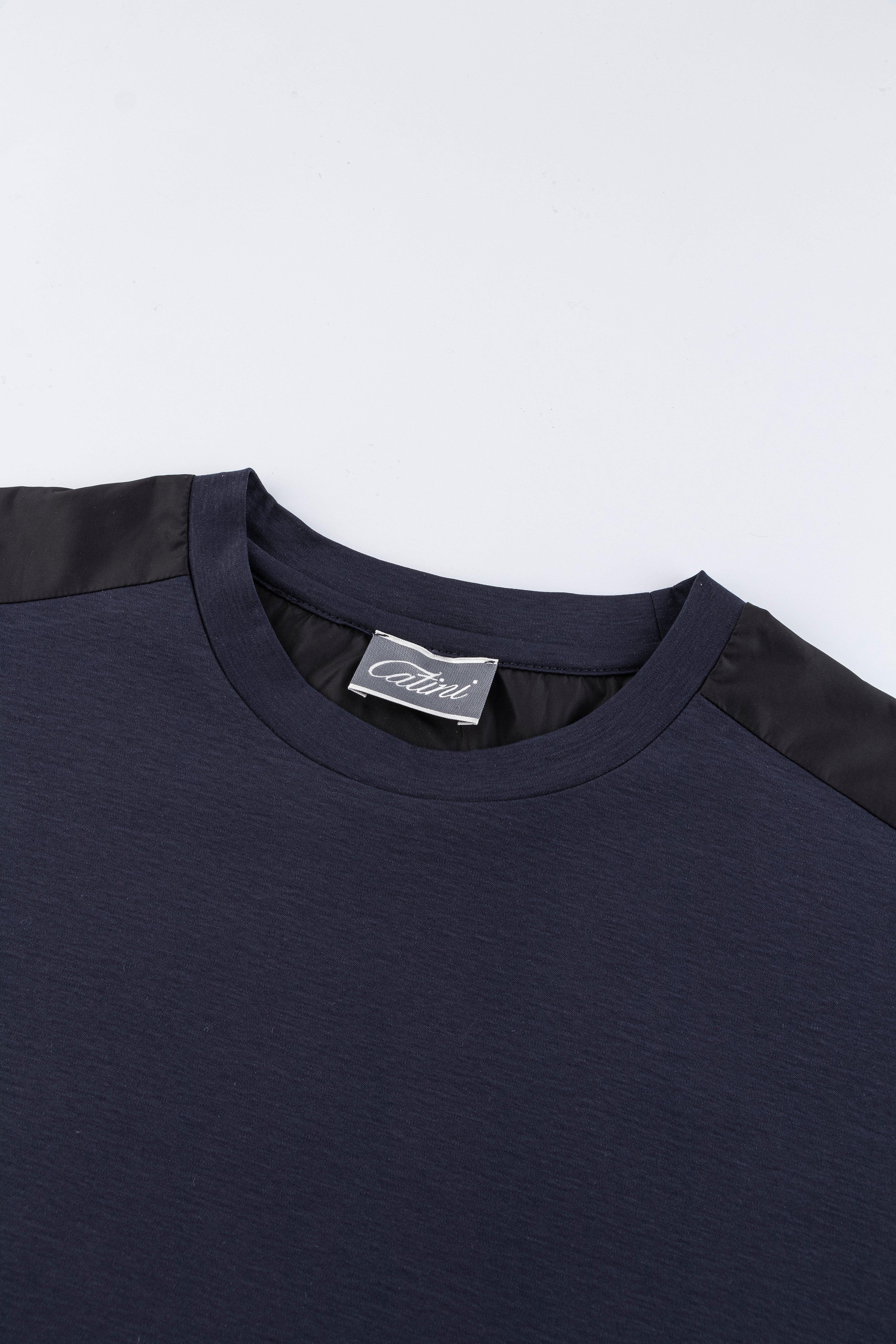 Catini Firenze Nylon Shoulder Panel T-Shirt Navy Blue/Black Shoulder Panel
