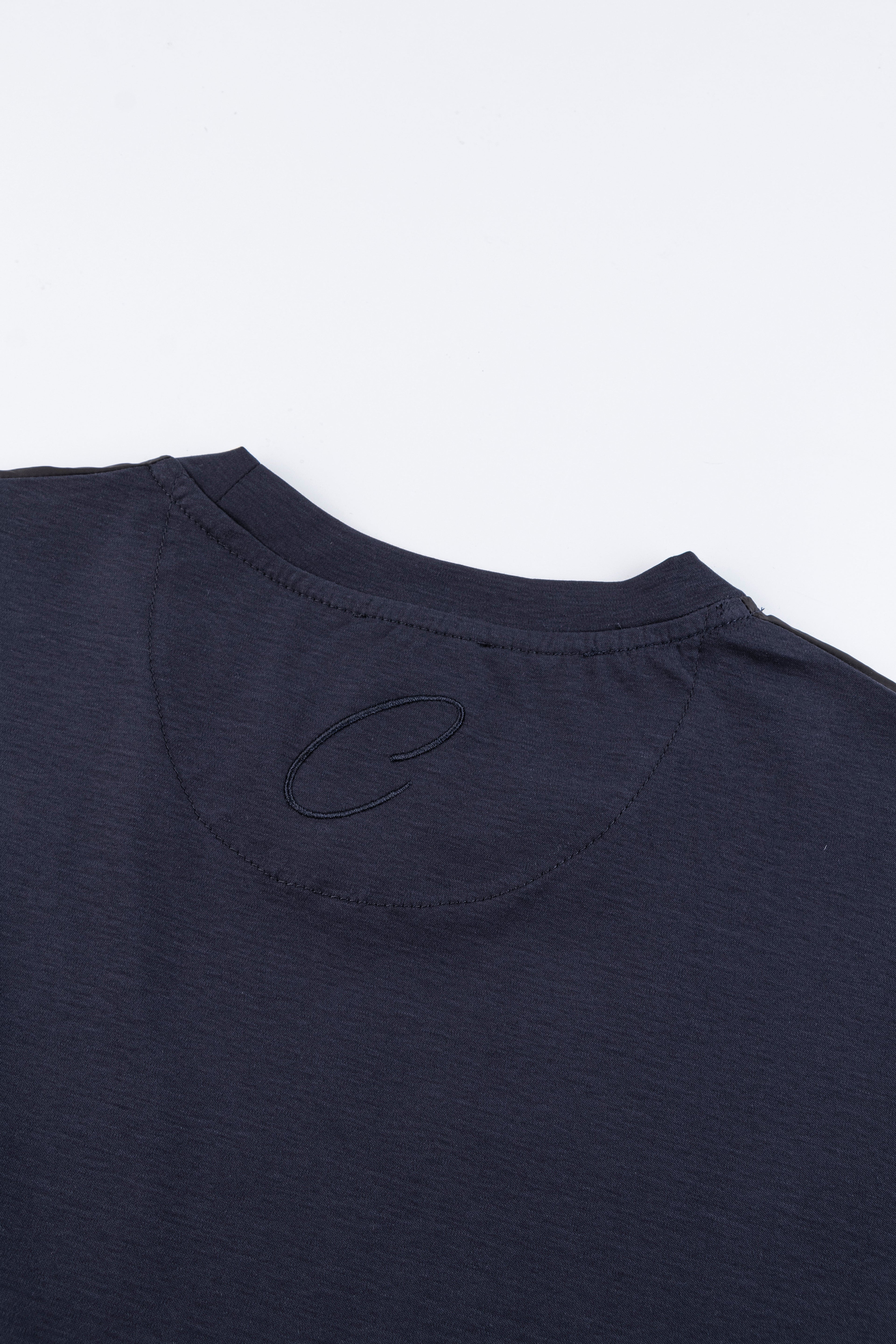 Catini Firenze Nylon Shoulder Panel T-Shirt Navy Blue/Black Shoulder Panel