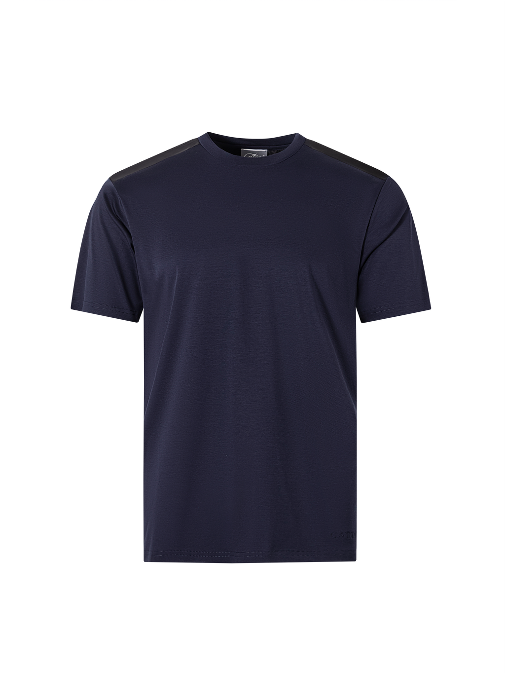 Catini Firenze Nylon Shoulder Panel T-Shirt Navy Blue/Black Shoulder Panel