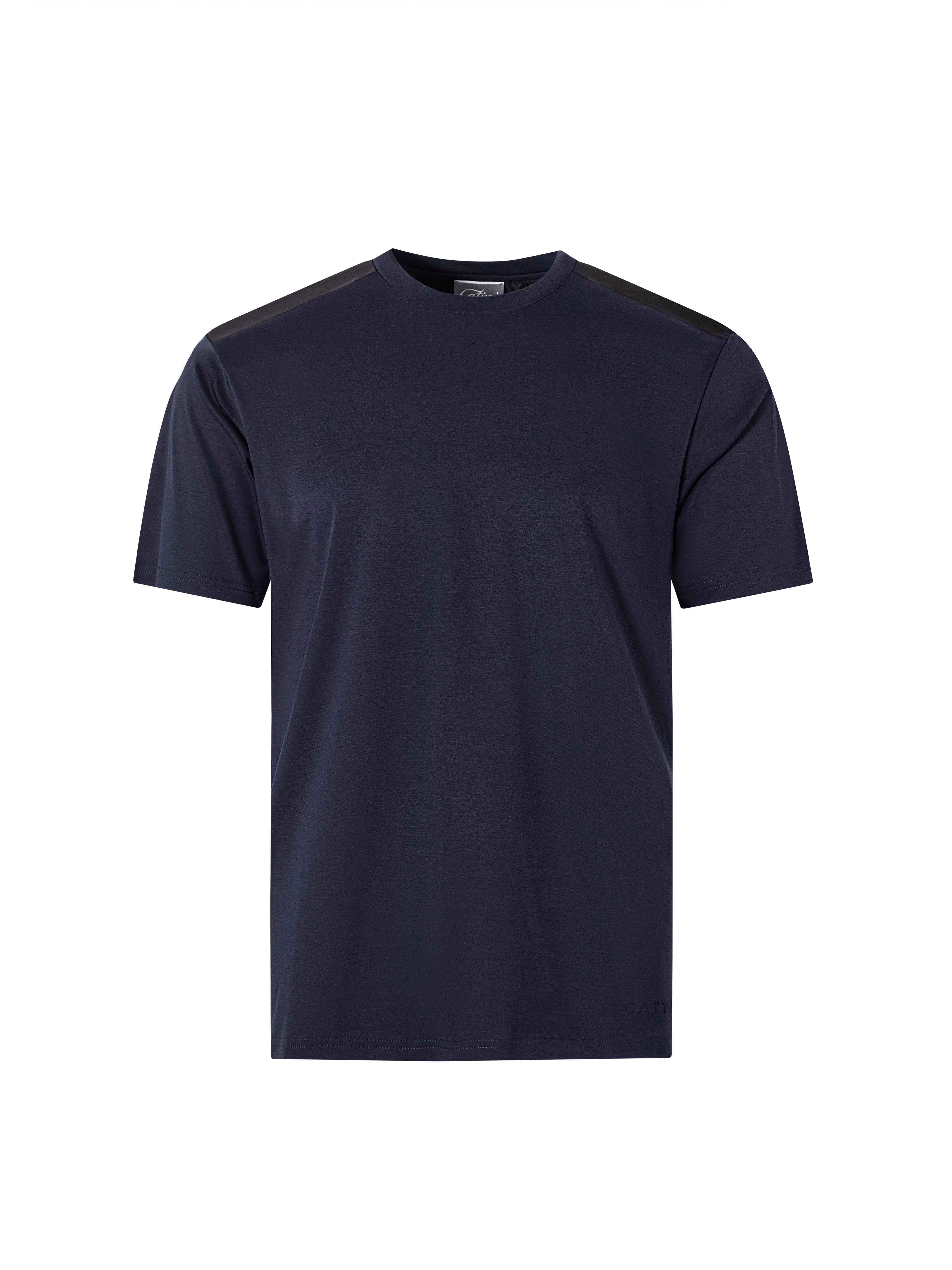 Catini Firenze Nylon Shoulder Panel T-Shirt Navy Blue/Black Shoulder Panel