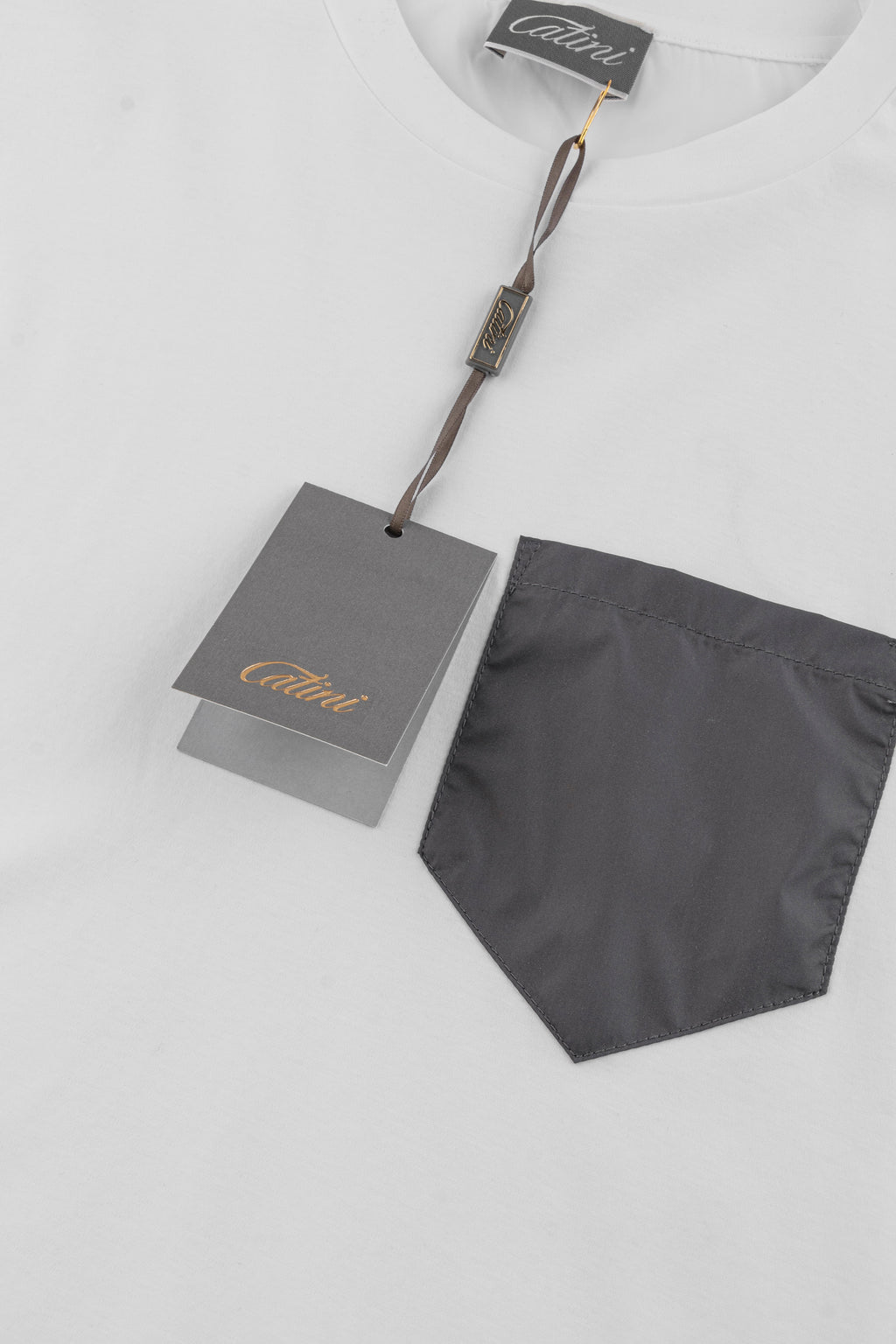 Catini Firenze Pocket T-Shirt White/Dark Grigio Grey