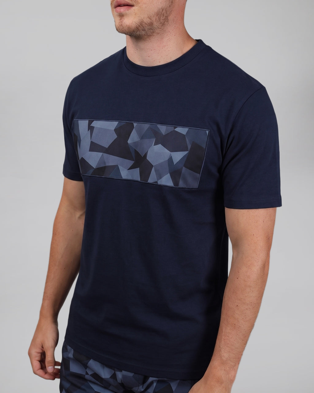 Catini Astratto Mercerised Cotton T-Shirt Navy Blue
