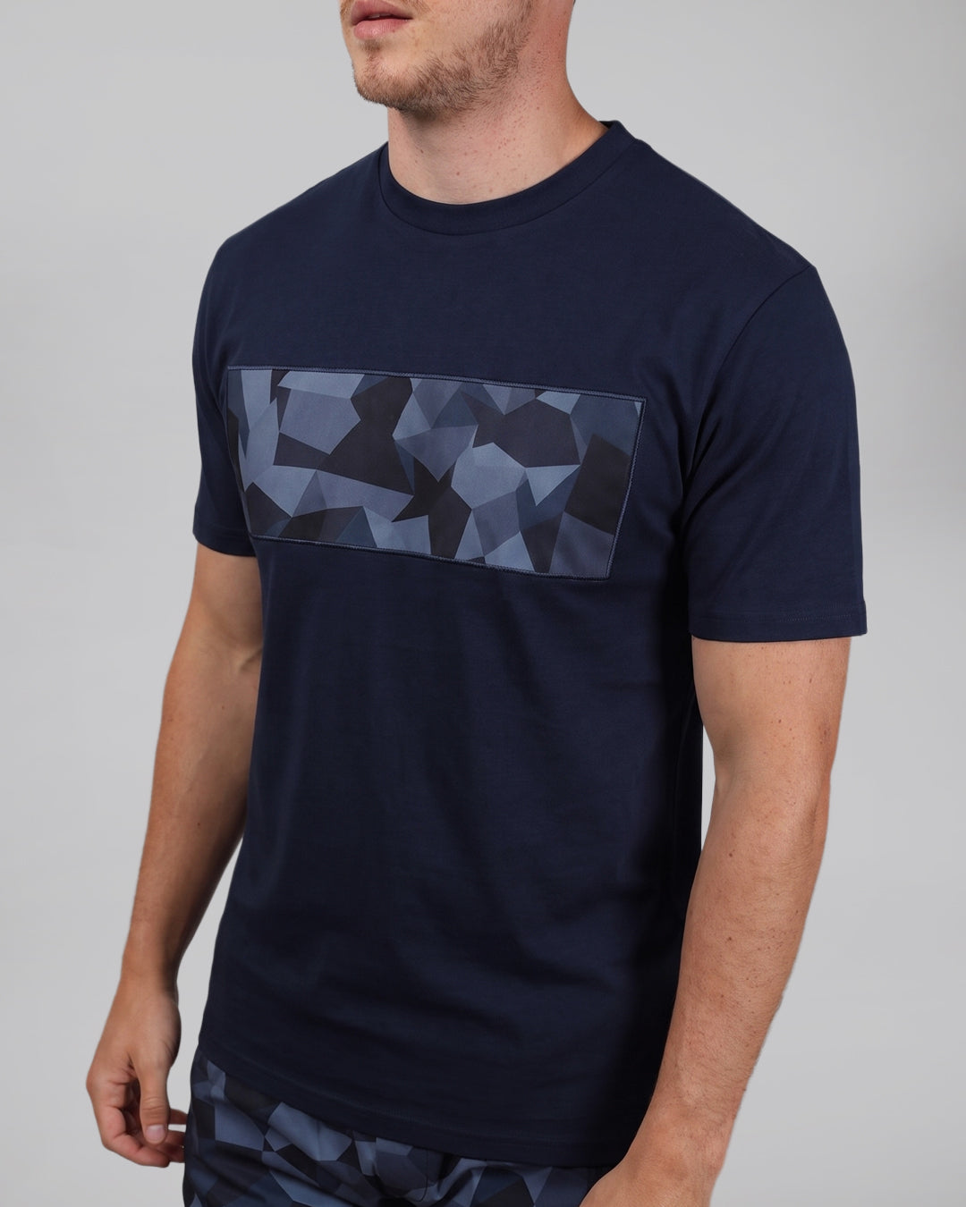 Catini Astratto Mercerised Cotton T-Shirt Navy Blue