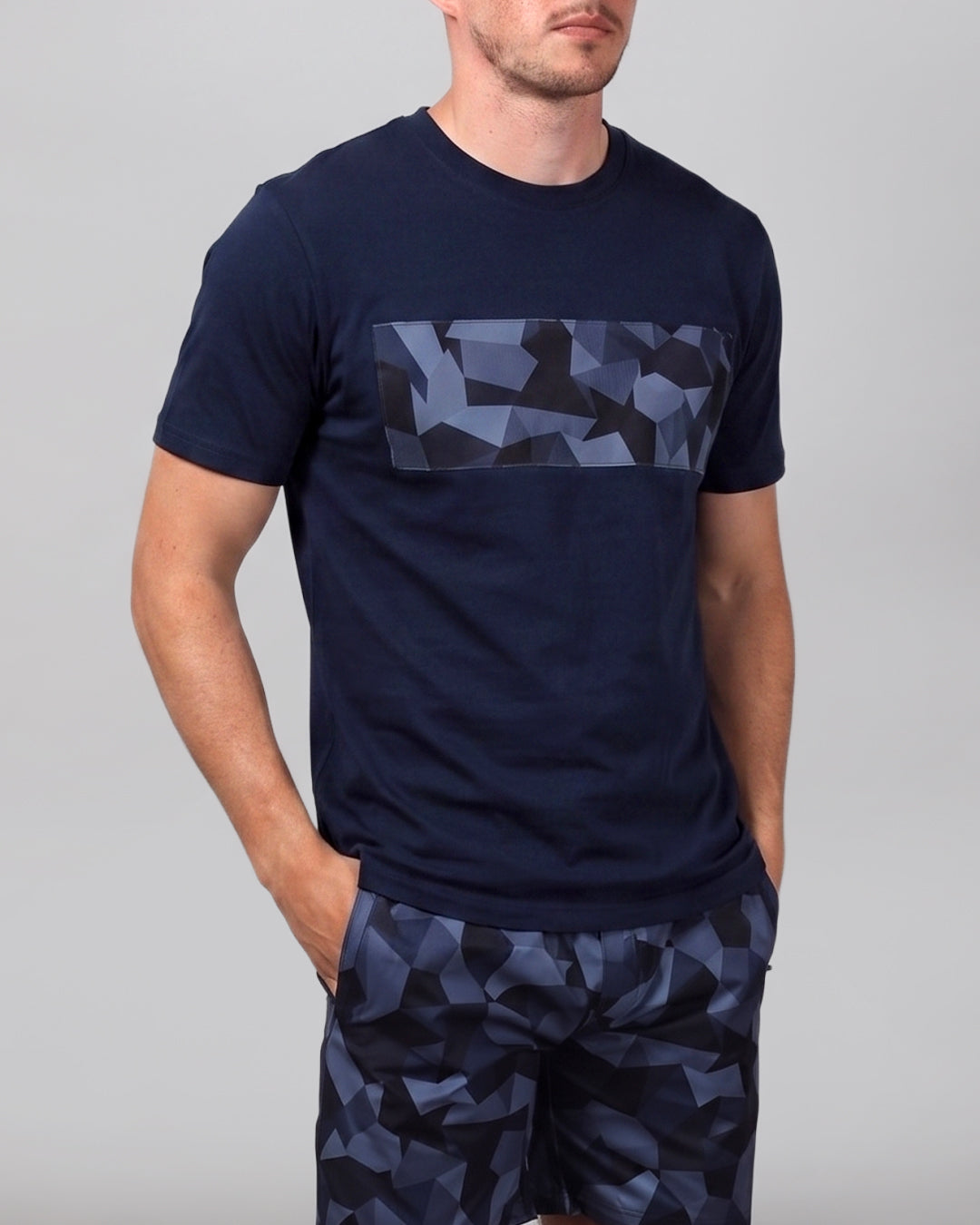 Catini Astratto Mercerised Cotton T-Shirt Navy Blue