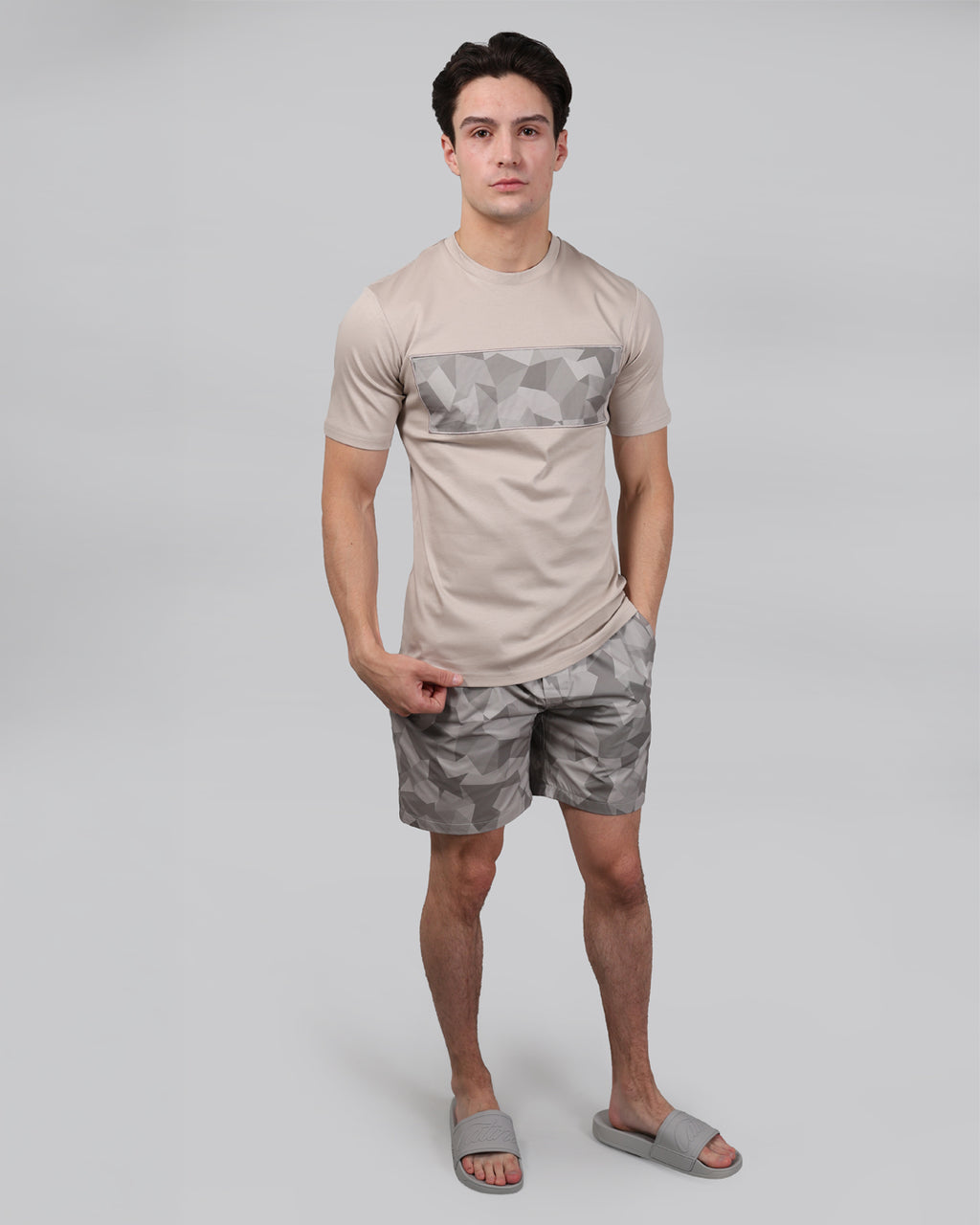 Catini Astratto Mercerised Cotton T-Shirt Champagne