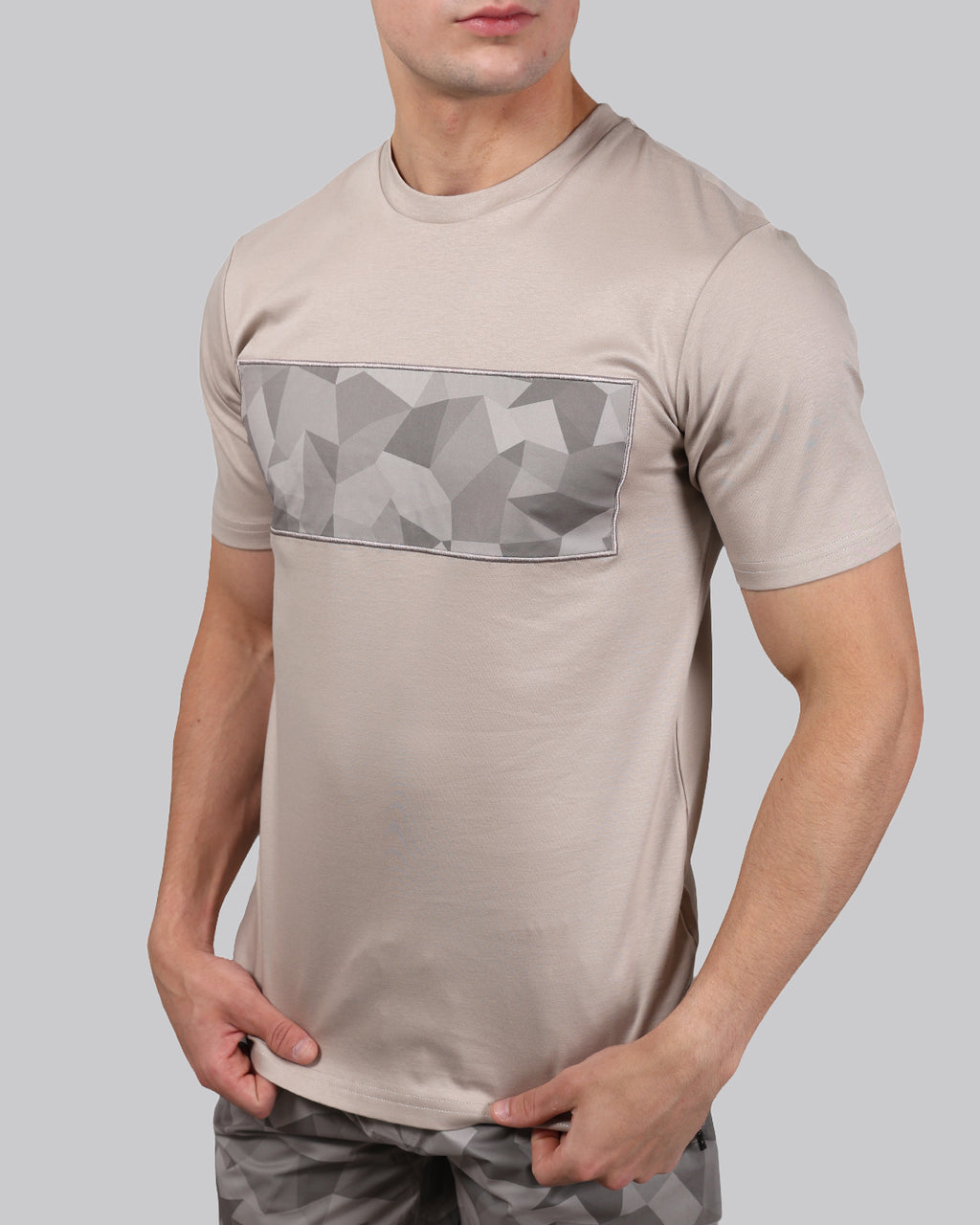 Catini Astratto Mercerised Cotton T-Shirt Champagne