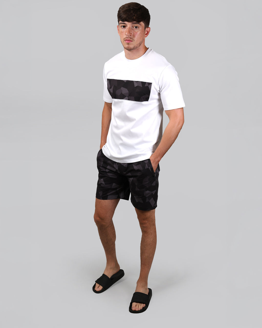 Catini Astratto Mercerised Cotton T-Shirt White/ Black