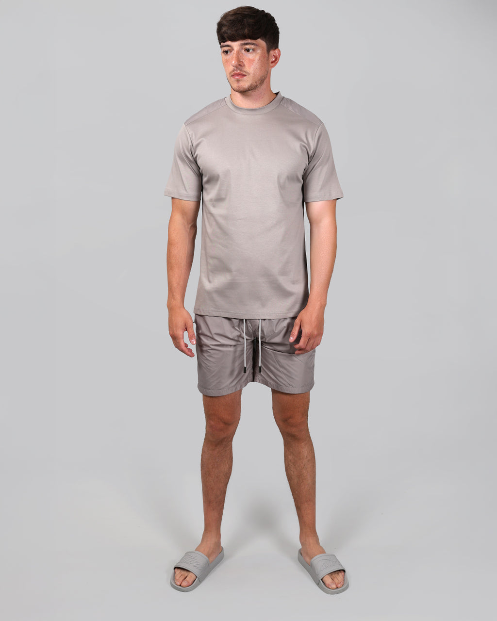 Catini Firenze Nylon Shoulder Panel T-Shirt Pale Linen