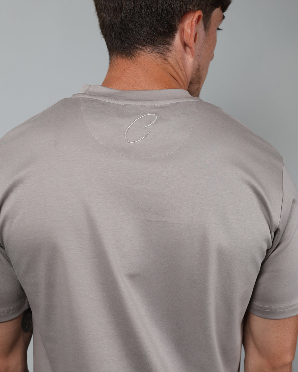 Catini Firenze Nylon Shoulder Panel T-Shirt Pale Linen