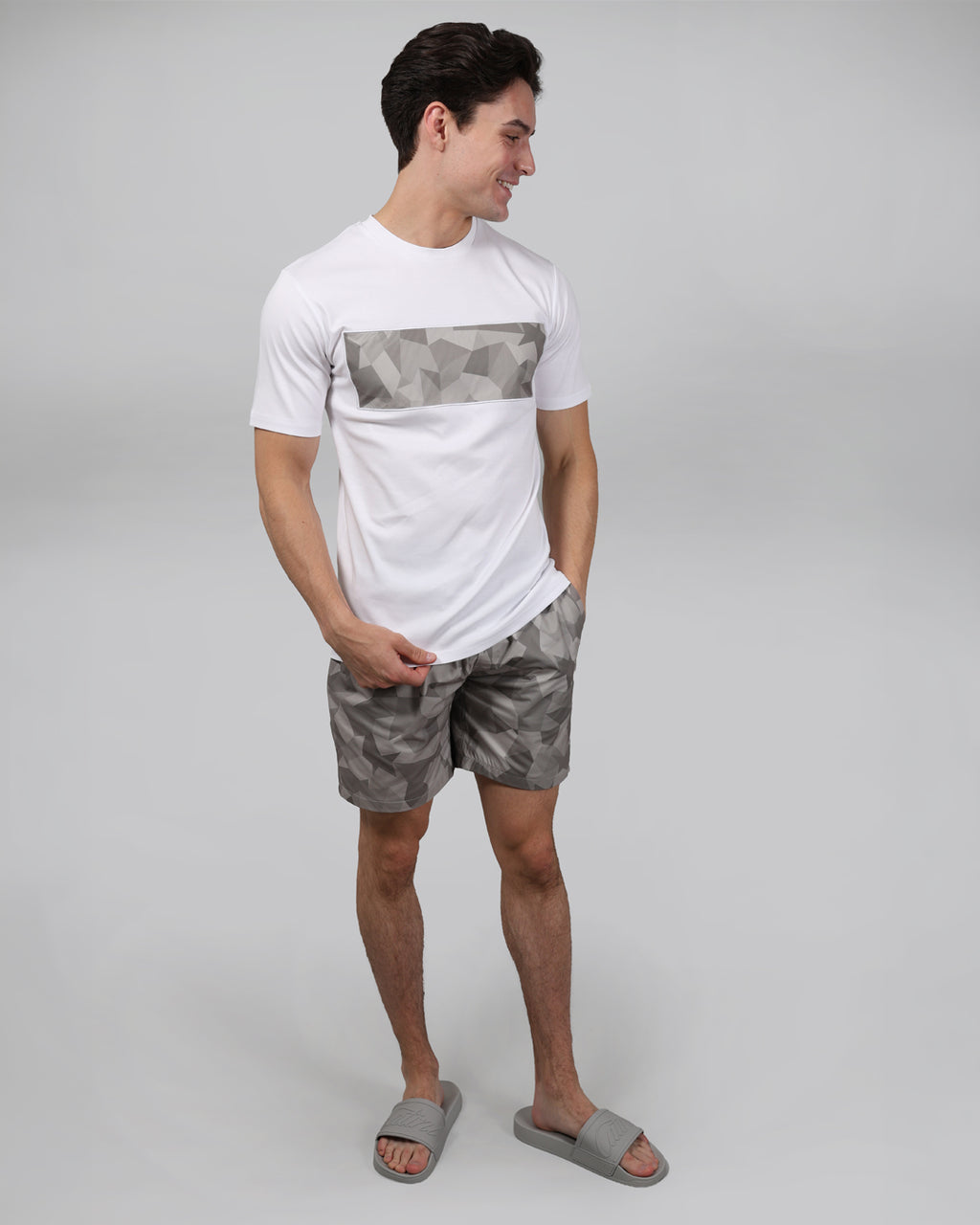 Catini Astratto Mercerised Cotton T-Shirt White/Champagne