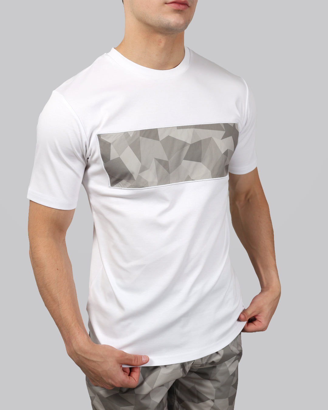 Catini Astratto Mercerised Cotton T-Shirt White/Champagne