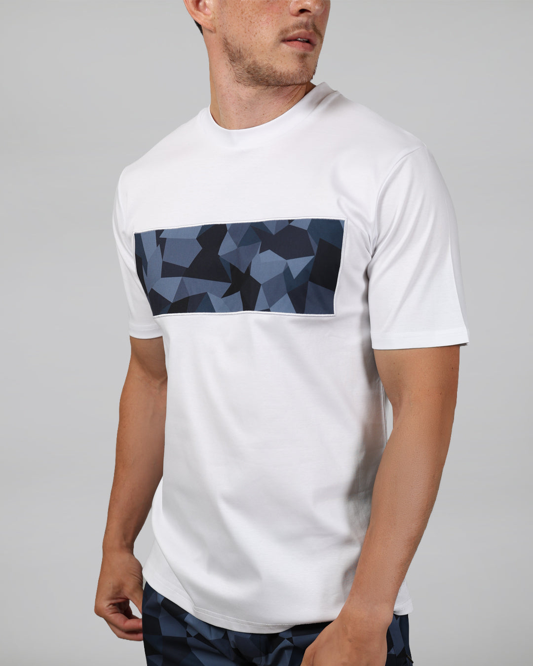 Catini Astratto Mercerised Cotton T-Shirt White/Navy Blue