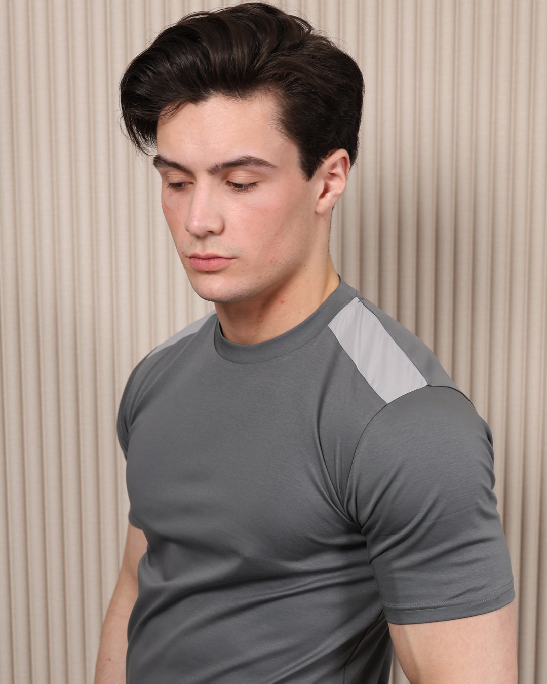 Catini Firenze Nylon Shoulder Panel T-Shirt Grigio Grey/Light Grey Shoulders