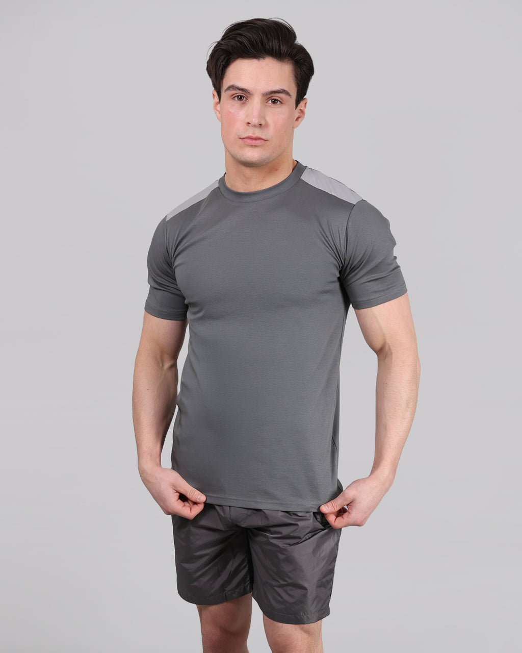 Catini Firenze Nylon Shoulder Panel T-Shirt Grigio Grey/Light Grey Shoulders